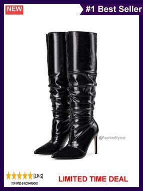 Pointed Toe Stiletto Heel Slouchy Knee High Boots Sexy Dress Shoes